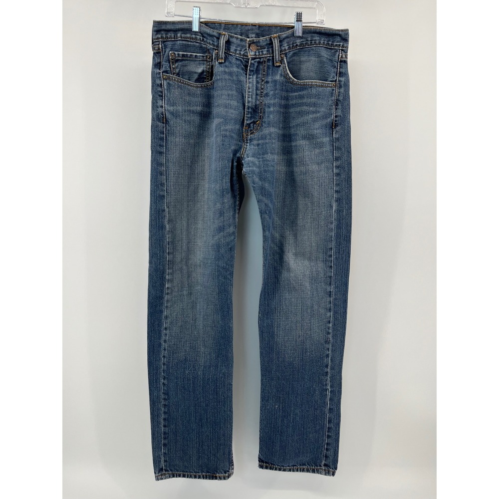 Levi's 505 Regular Fit Jeans Mens W34 L34 Blue Medium Wash Straight Leg Denim - Picture 2 of 9